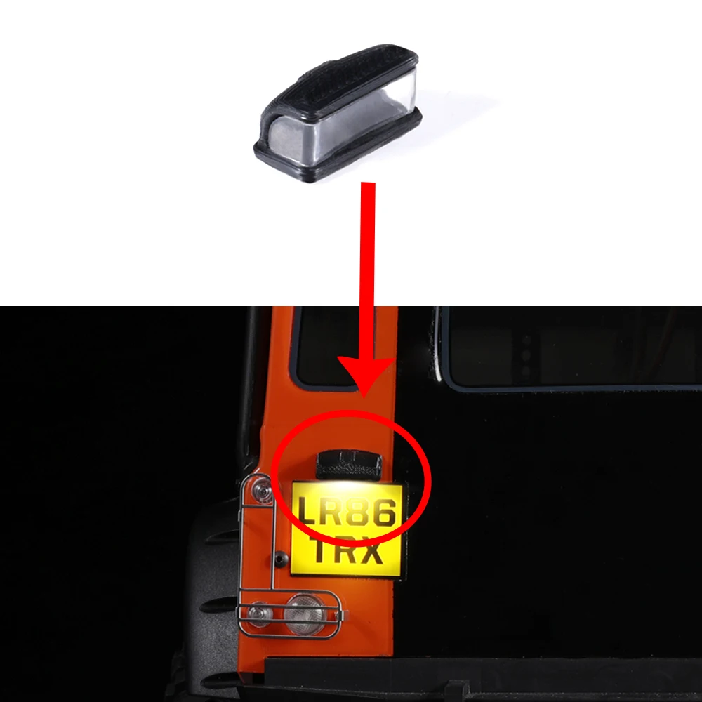 

Simulated Rear License Plate Light Lamp Searchlight for 1/10 TRX Defender G500 G63 D90 D110 Wrangler Crawler Cars