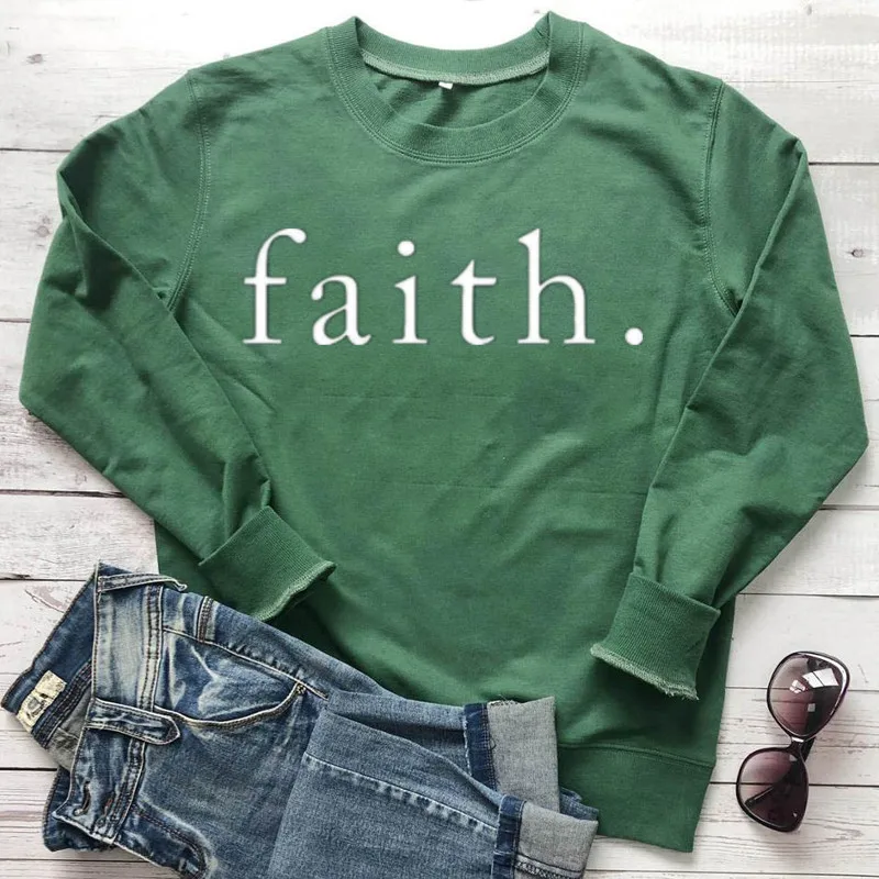 Faith  Unisex Sweatshirt Cotton Solid Thicken Warm Women Lady Fashion Print Sweatshirt Women 100% cotton Unisex Streetwear top images - 6