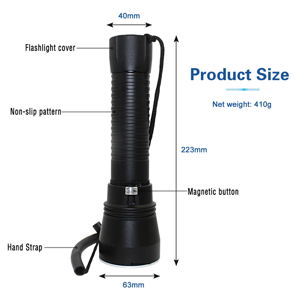 Barato Zadora XHP70.2-linterna De Submarinismo LED Potente, Antorcha Subacuática De 200m, 4000LM, Impermeable, XHP70, Lámpara De Buceo