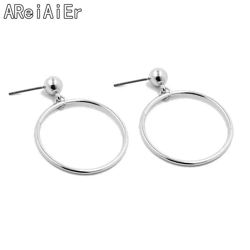 Новинка модные круглые треугольные висячие серьги металлические золотого цвета