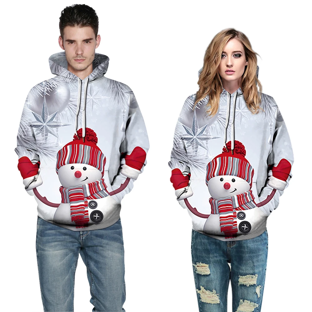 

2021Redcats Green Sky Ice Sculpture Forest Cute Snowman Print Men's Casual Hoodie 3D Sweatshirt 3LB2