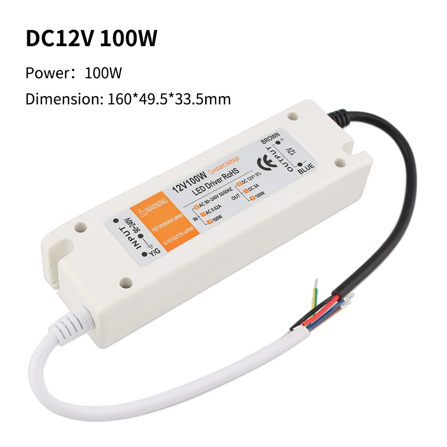 

Светодиодный драйвер освещение Трансформатор 12V 100W Светодиодный Питание источник переменного тока 220V DC/DC 12V 100W 2 Pin для 5050 5630 2835 5054 светодиодн...