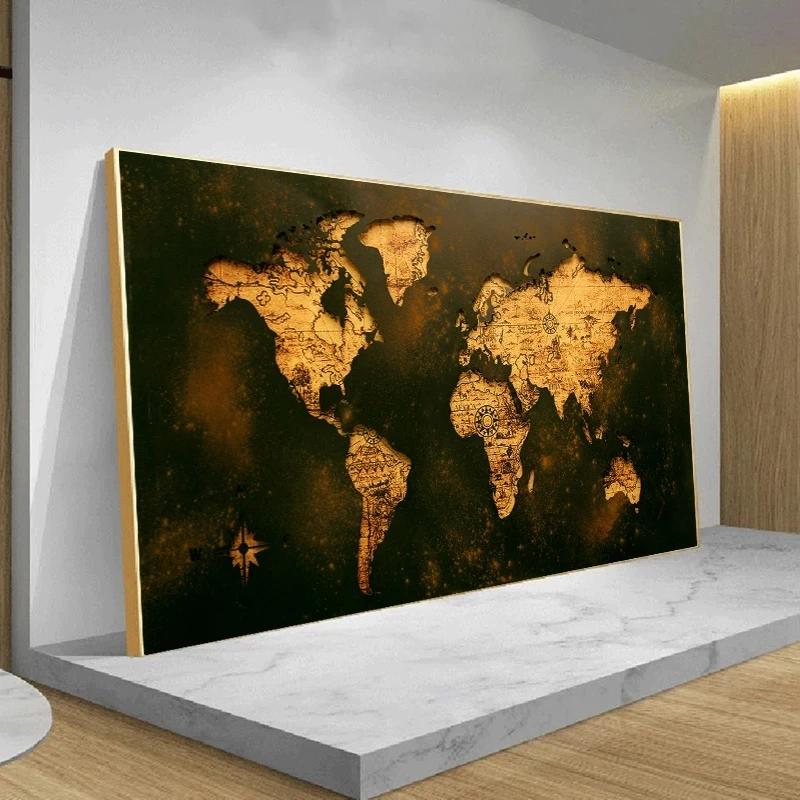 

Vintage World Map Picture Canvas Paintings Abstract Posters and Prints Wall Art Pictures for Living Room Home Decoration Cuadros