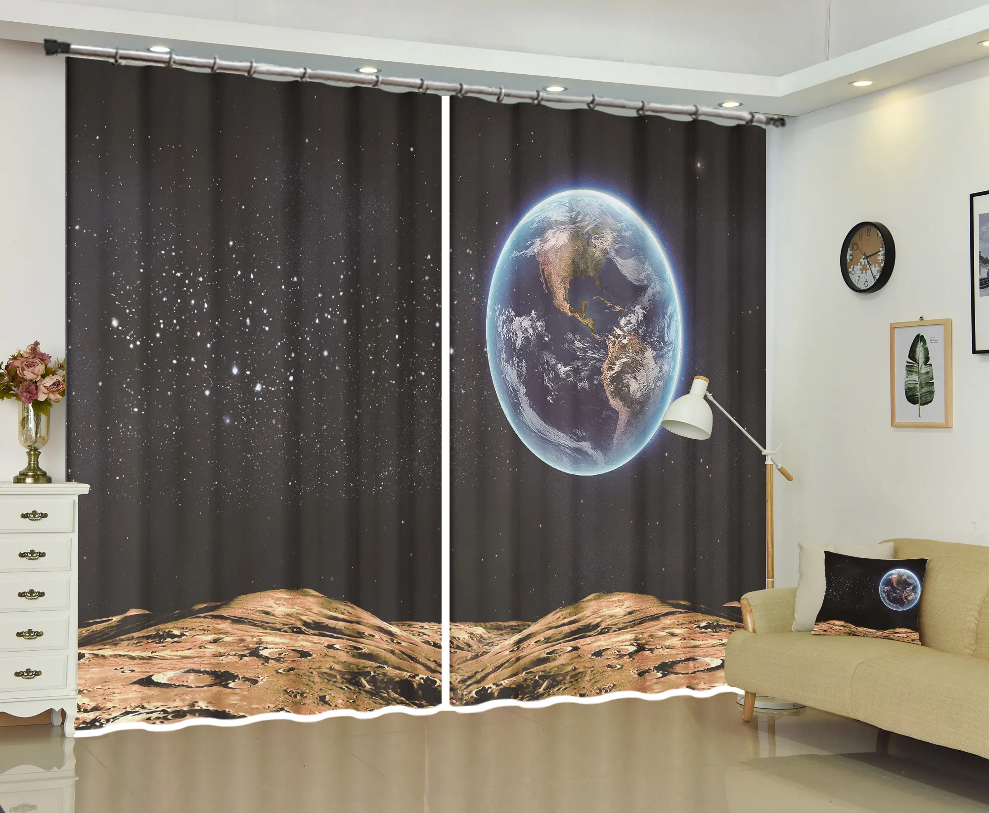 Космическая планета черная дыра личности 3D затемненные шторы на карту