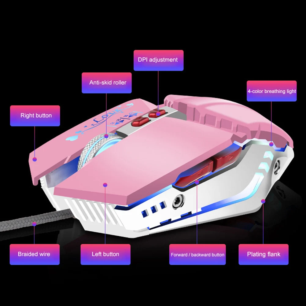 Souris de jeu gamer Professional 8D 3200DPI светодиодный optique filaire réglable souris d'ordinateur USB d'ordinateur|Мыши| |
