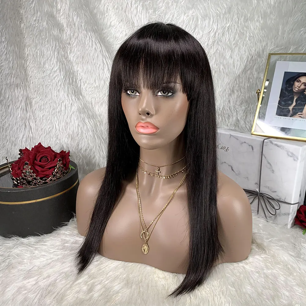 

Fringe Wig Human Hair Black Bob Wigs With Bang Perruque Courte TOOCCI Cheap Wig Virgin wig with bangs human hair For Black Women