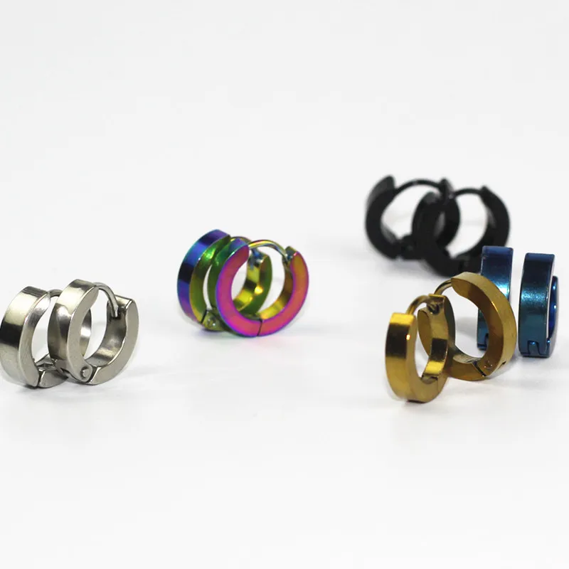 Small Hoop Earrings Silver Gold 316L Stainless Steel Earring for Women Men Ear Rings Clip Colored Circle e0213 | Украшения и