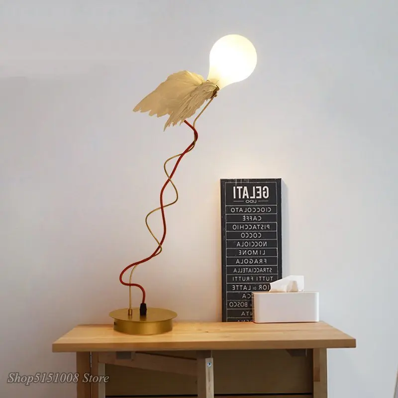 

Scandinavian Creative Table Lamp Decor Designer Angel Wings Desk Lamp LED Bedside Lights Art Standing Lamp Home Decor Luminaire