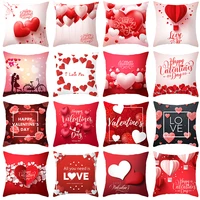happy valentines day 4545cm peachskin cushions cover red rose heart i love you letter throw pillows case for sofa couch