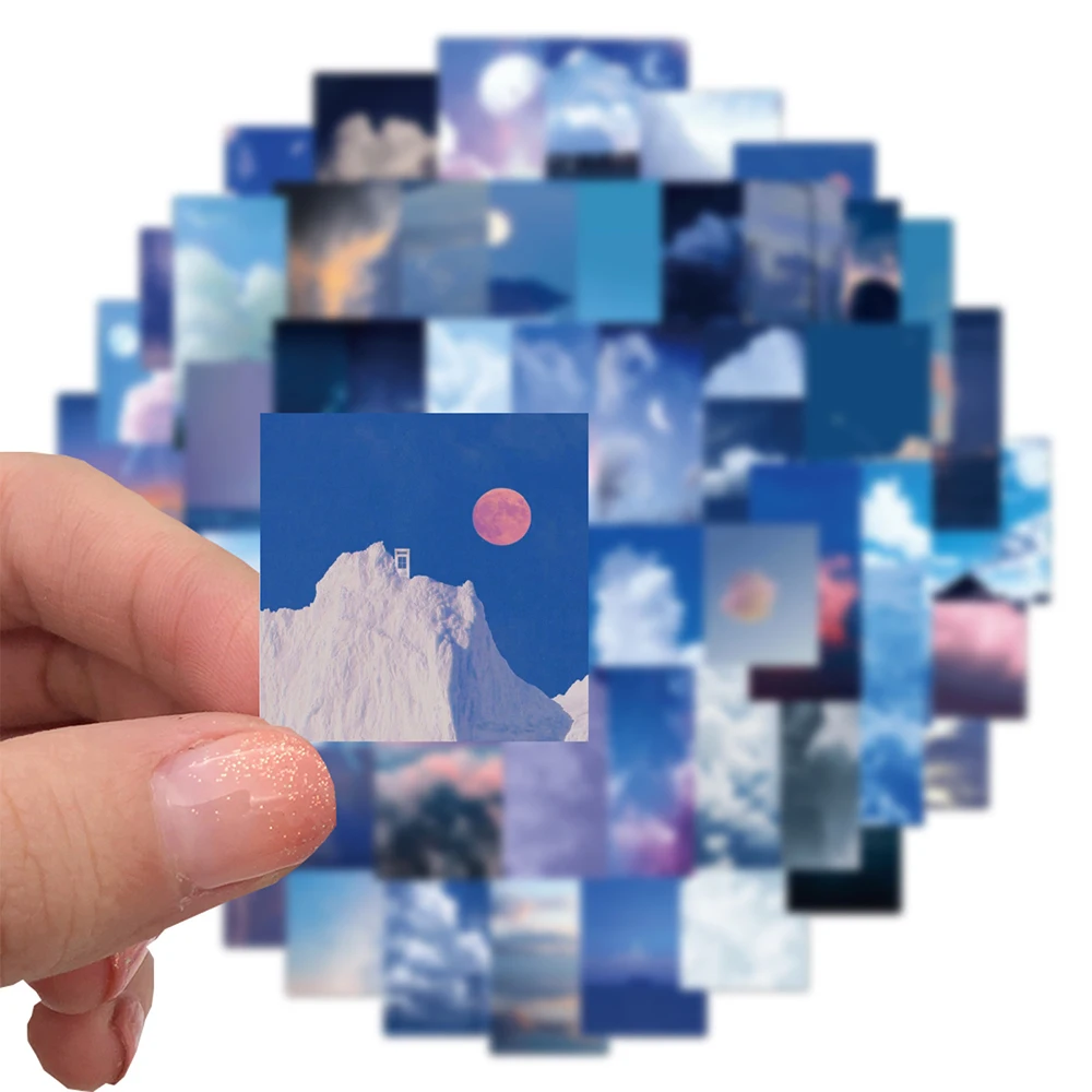 10/30/50pcs Sky Cloud Stickers Aesthetic Ins Healing Style Decals Decoration DIY Scrapbook Laptop Phone Guitar Sticker Kids Toy - купить по