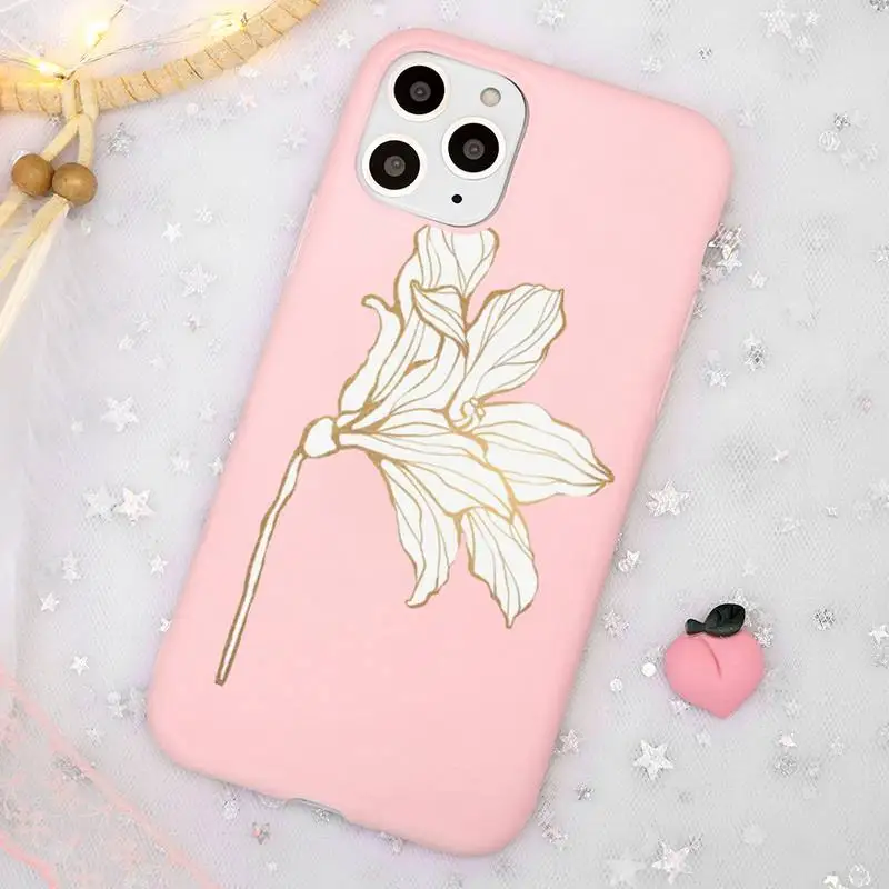 

Lotus Flowers Phone Case Candy Color for iPhone 11 12 mini pro XS MAX 8 7 6 6S Plus X SE 2020 XR