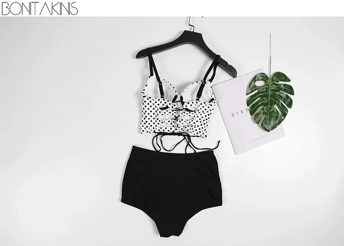 Bonitakinis в черный горошек для маленьких девочек с принтом сексуальные пуш-ап бикини