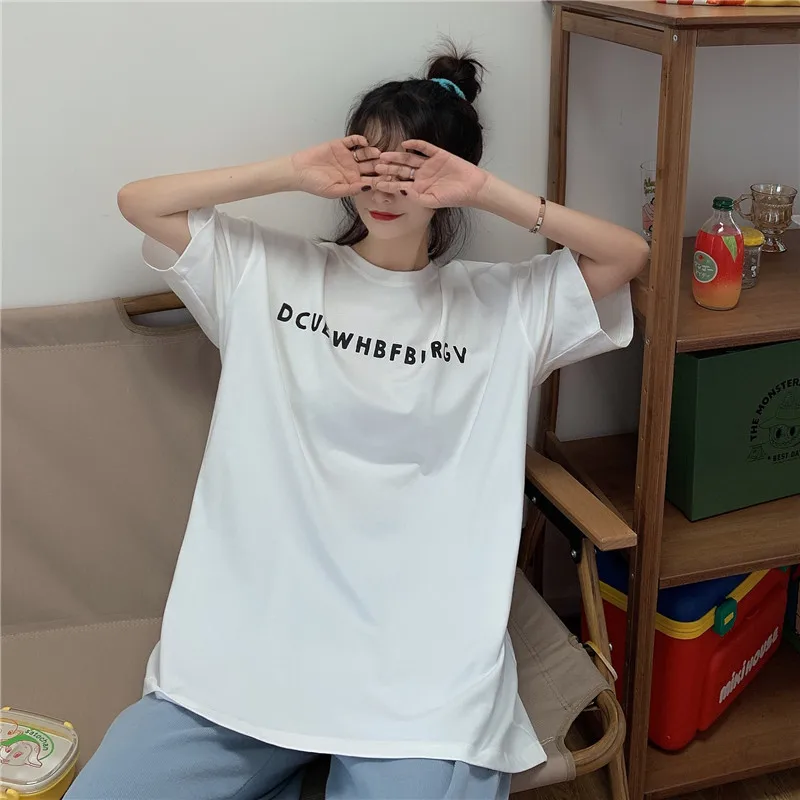 

Casual Cartoon Print Oversized T Shirt Women Tops Short Sleeve White Summer T-Shirt Landscape Female Harajuku Loose Tee Shirt