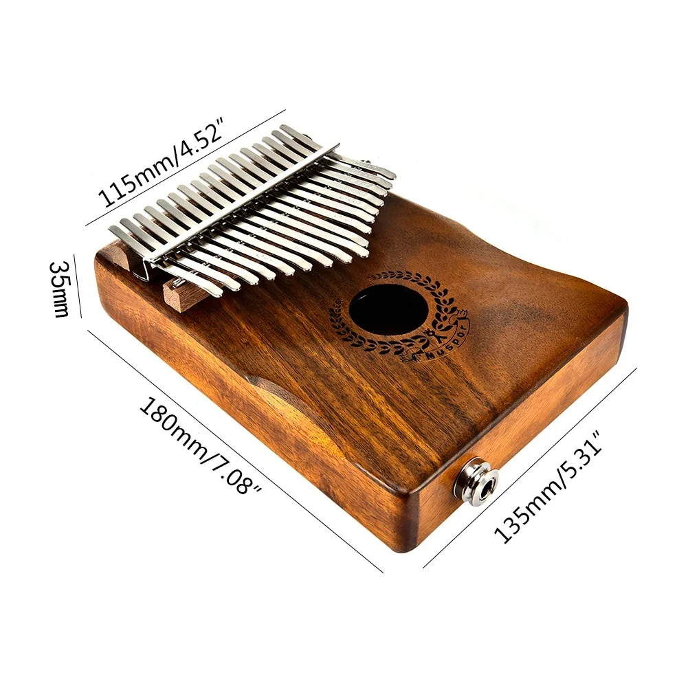 

Muspor 17 Sound Box Thumb Harp EQ Lobular Acacia Wood Kalimba Finger Harp Gift Bag+Audio Cable Musical Instrument