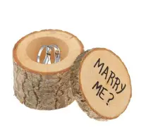 100pcs Rustic Blank DIY Wood Ring Box Wedding Valentines Decoration Wooden Ring Holder Gift Box SN3058
