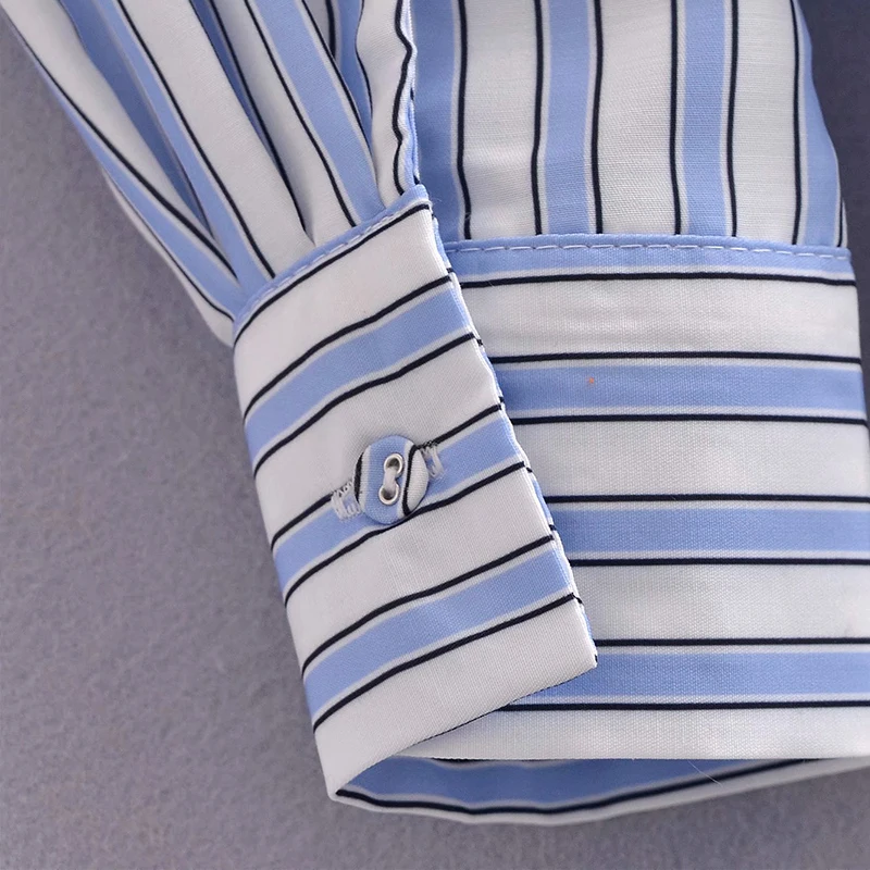 

Women Shirt fashion striped lapel single-breasted office women's shirt tops 2021 new casual chic street loose shirt women