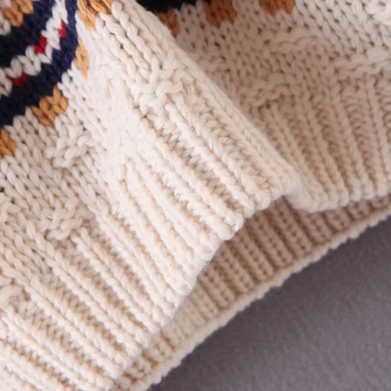 NSZ женский полосатый вязаный свитер с принтом длинный рукав трикотаж Зимние