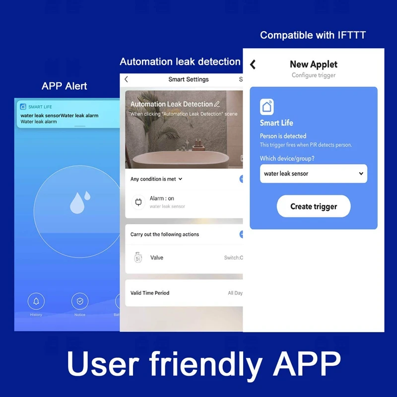 

Wifi Liquid Leak Sensor Wireless Water Level Detector Leakage Overflow Buzzer Sounding Tuya Smart App Push Alarm Alerts