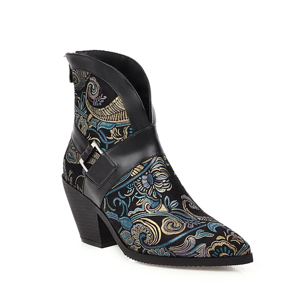 

Ankle boots for women low heel Short Boot Pointed Toe Chunky Heels Women's shoes Female Chelsea boots 2020 Autumn Winter 34-43