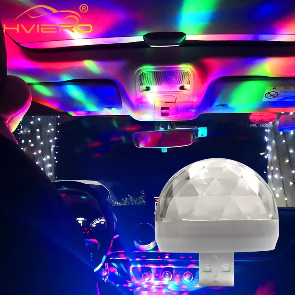 

Автомобильная лампа с USB-разъемом, DJ RGB миниатюрный Красочный музыкальный светильник USB-C Apple, праздничная лампа для караоке, атмосферсветильник