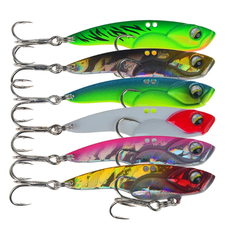 

6Colors 6cm/14.8g Artificial Lead-clad Copper Metal Hard Bait Wobbler 6# With Blood Trough Hook 3D Eyes VIB Bionic Bait Fishing