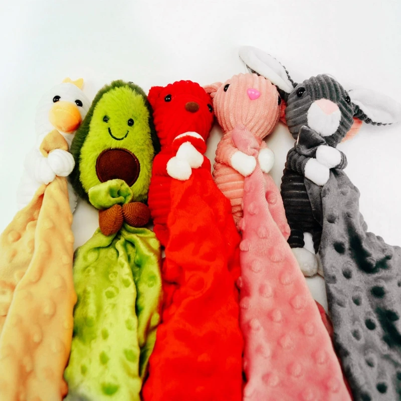 Toalla para calmar a beb&eacute;, mu&ntilde;eco de Animal suave, mordedor para beb&eacute;s, manta c&oacute;moda para dormir, juguetes de lactancia-2