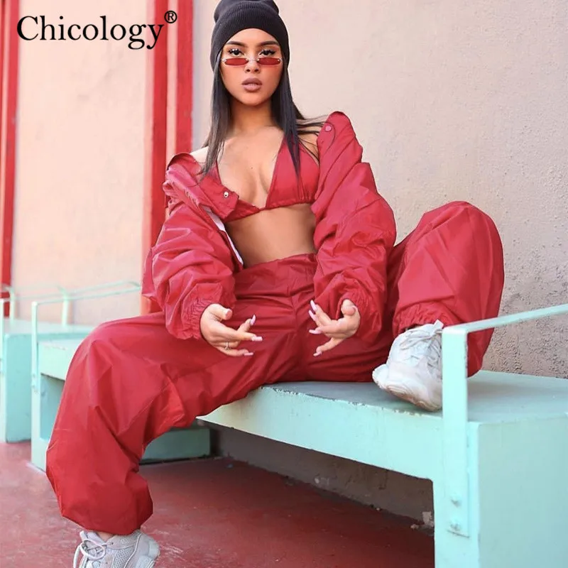 Тренировочный костюм Chicology Y2K уличная одежда из 2 предметов комплект укороченного