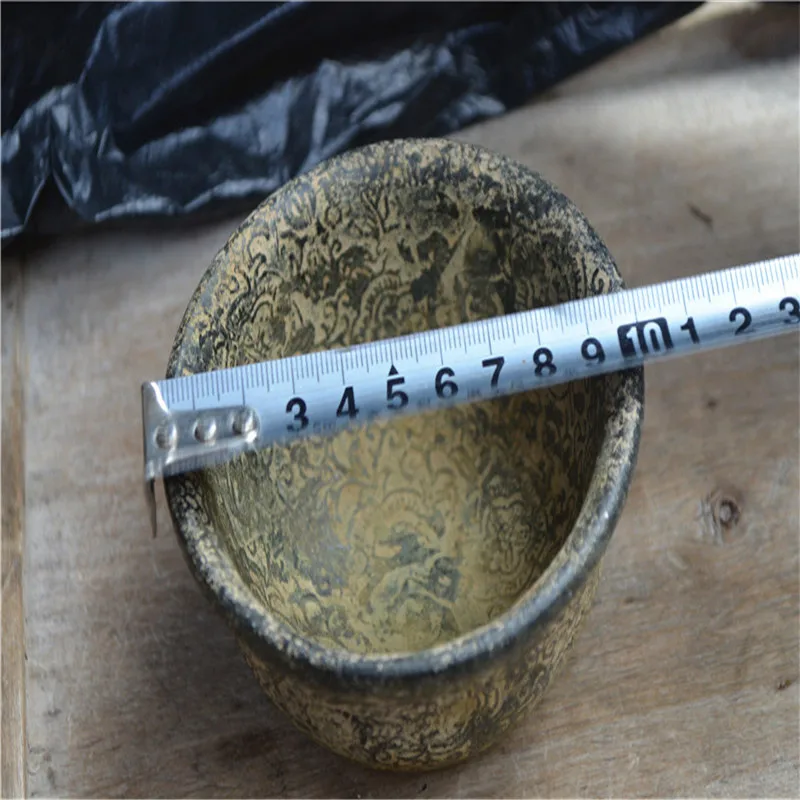 Китайские старые нефритовые чашка украшения Скульптура старых иероглифов и