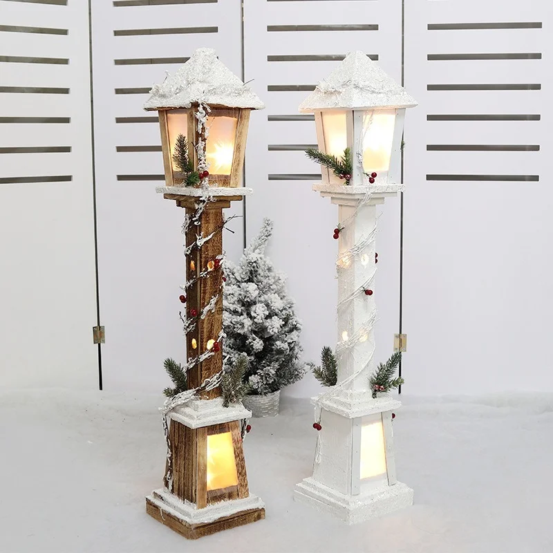 

Christmas Wooden House Decorative Pendant Simulation Street Light Model Christmas Party Light Home Decoration christmas gift2022