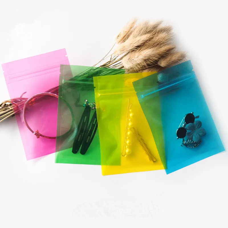 

100Pcs/lot Color Transparent Plastic Ziplock Seal Resealable Bag Candy Biscuit Food Earring Jewelry Gift Packaging