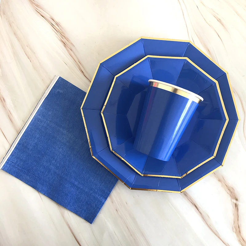 64 шт./компл. простая одноразовая посуда из золотой фольги набор для