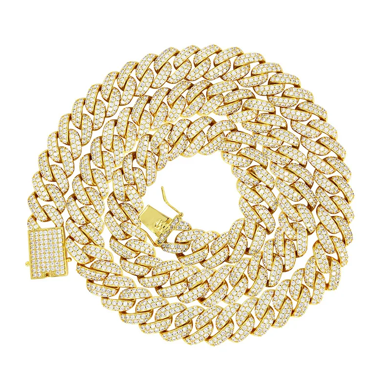 12 мм Мужская маленькая кубинская цепочка ожерелье в стиле хип хоп позолота Miami