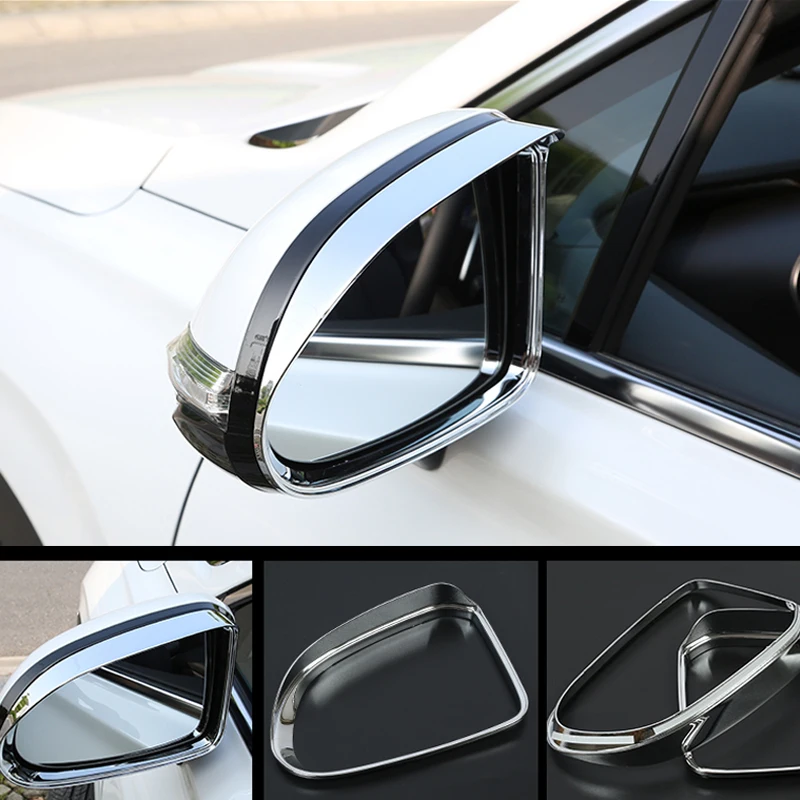 For Hyundai Santa Fe 2019 2020 car styling body rear Rearview Side glass Mirror trim frame Rain Shield Sun Visor Shade