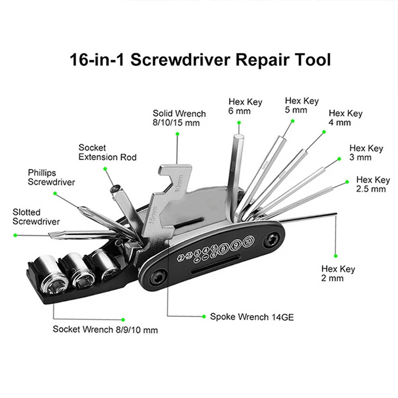 

Repair kit bicycle car repair tool combination multi-function tire repair repair combination mountain road folding portable tool