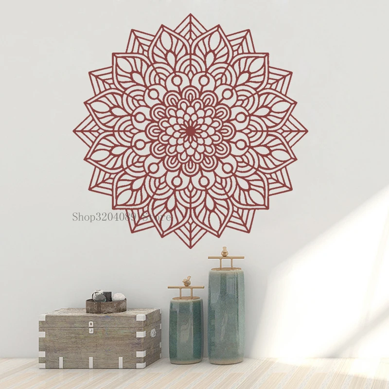 Наклейки на стену в богемном стиле Мандала виниловые Цветы Йога студийный Декор