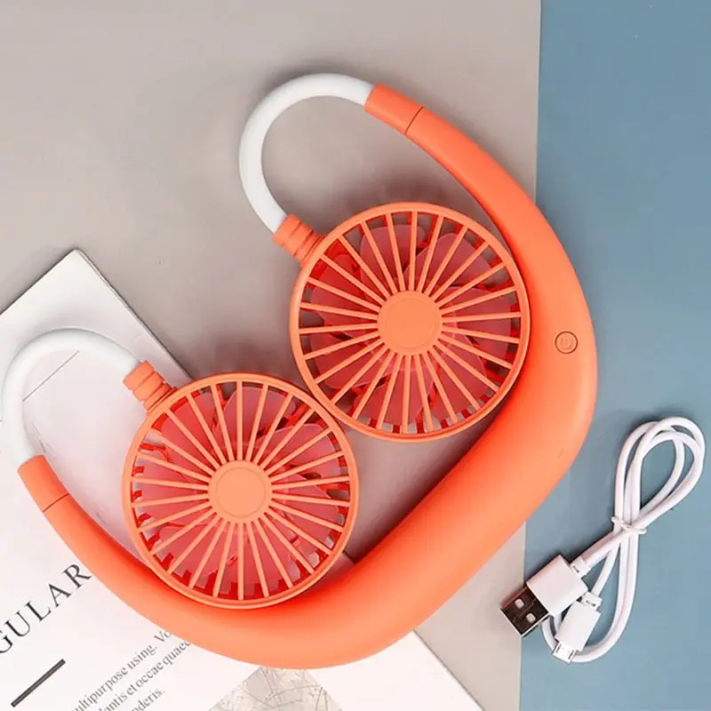 

Neck Fan USB Rechargeable Portable Mini Wearable Neckband Fan Electric Dual Neck