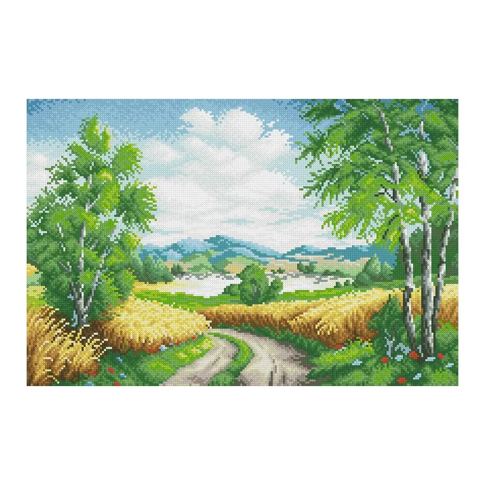

Countryside Wheat Field Path Diamond Painting Round Full Drill Nouveaute DIY Mosaic Embroidery 5D Cross Stitch Scenic Picture