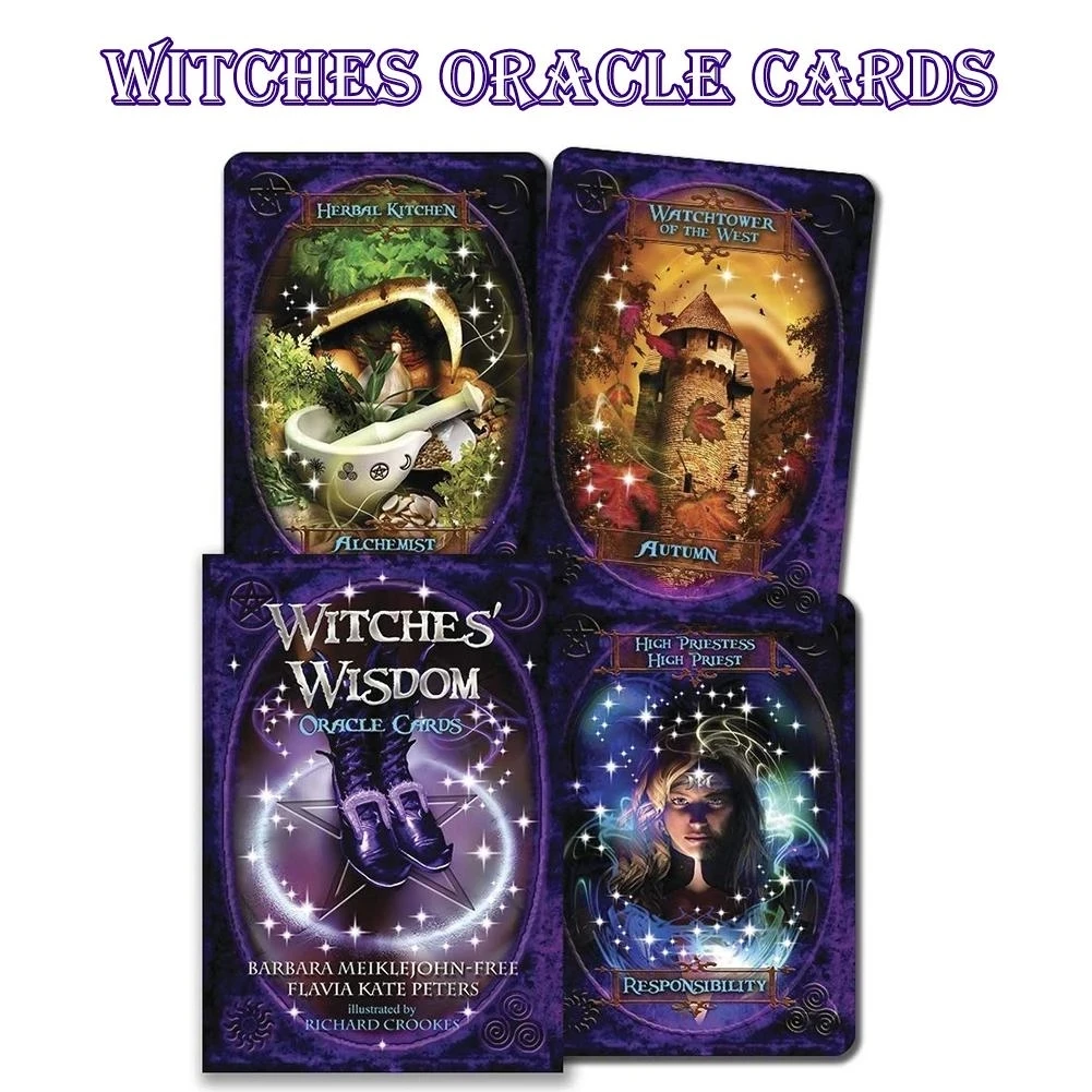

48Pcs/pack English Witches Wisdom Oracle Cards Tarot Deck Board Game Tarot Cards Game Family Party Game with book