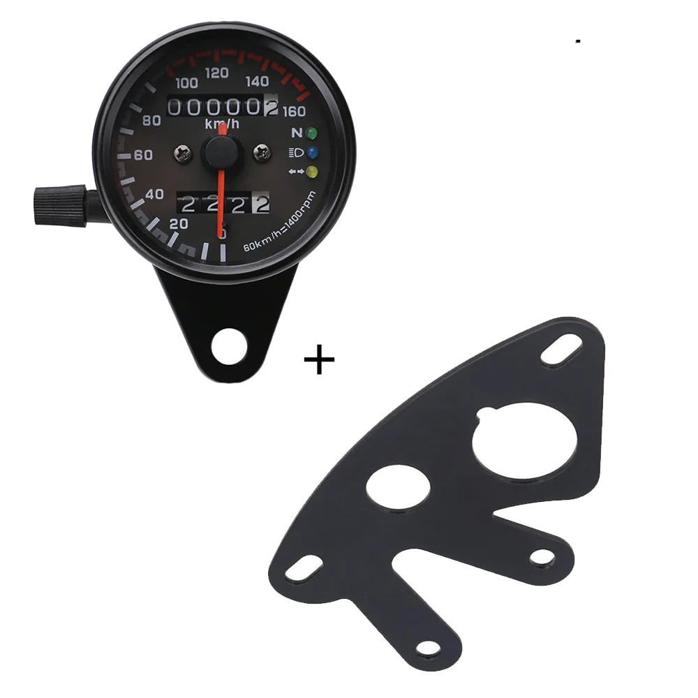 With Bracket-A Универсальный 12V мотоциклов Скорость ometer одометр спидометр мотоцикла двойной Скорость метр с Светодиодный индикатор Скорость ometer велосипед - Цвет: With Bracket-A