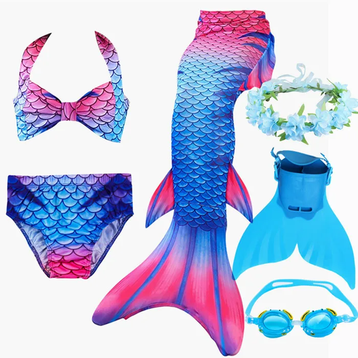 Для девочек с хвостом русалки для плавания раскладным механизмом купальник