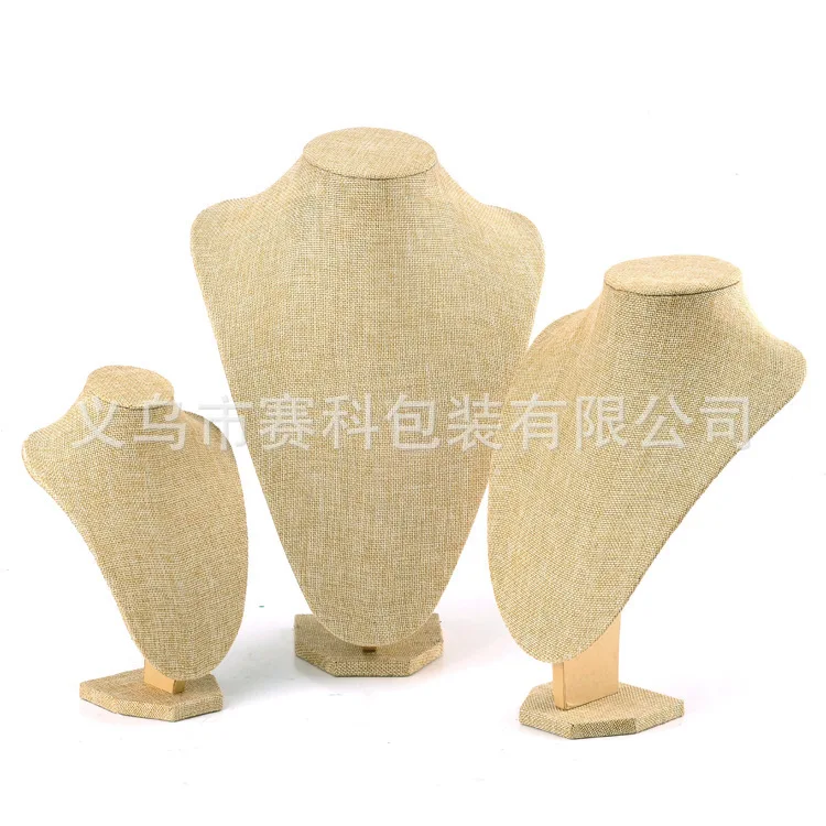Linen Portrait Jewelry Display Necklace Display Rack Stand Holder Jewelry Mannequin Bust Pendant Necklace Window Display