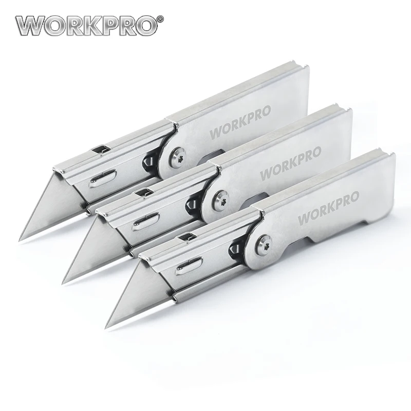 WORKPRO 3 шт. складной универсальный нож набор быстросменный карманный складной нож с зажимом для ремня нож для резки коробки бумаги