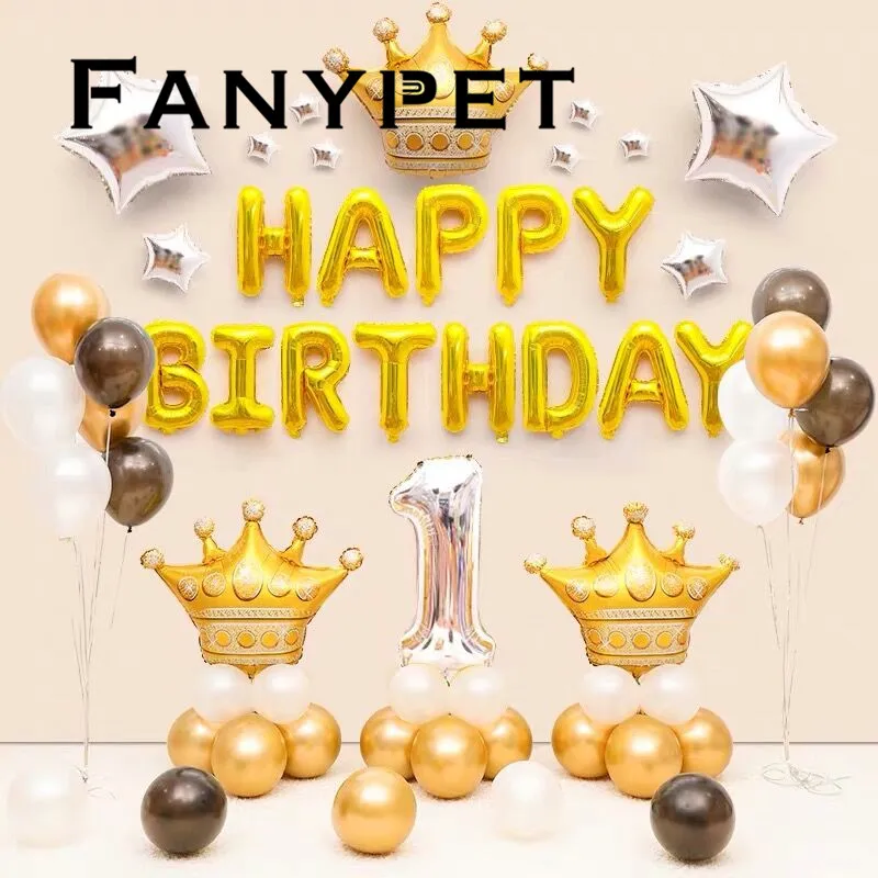 1 комплект синих розовых шариков в виде короны шары с гелием и цифрами из фольги