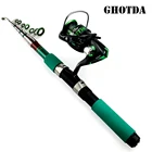 1,82,12,42,73,03,6 м телескопическая удочка с катушкой, полный комплект, удочка, спиннинговая катушка, набор для рыбалки