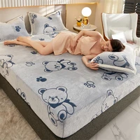 velvet fitted sheet cute 3d fur bear mattress cover comfort soft bed sheets linens queen king double bed cover no pillowcase
