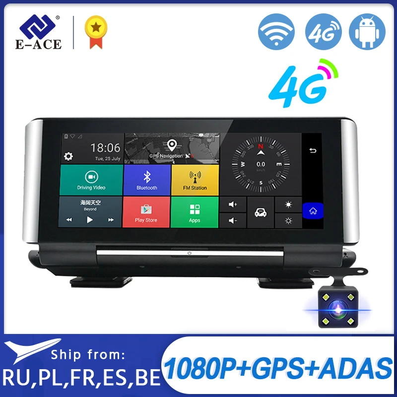 Автомобильный видеорегистратор 4G GPS навигатор на Android 7 0 FHD 1080P wi fi Bluetooth
