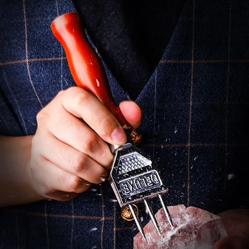 

Стальной поддон для льда-прочная Тройная деталь с деревянной ручкой для коктейлей Ледяная Дробилка E4K7