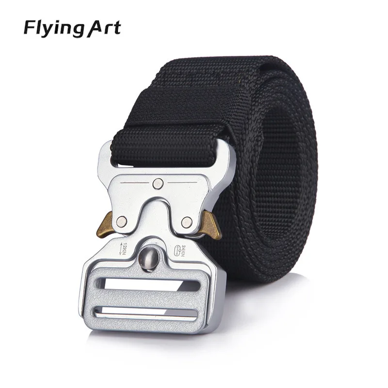 Tactical casual Belt Men's Business white Alloy Buckle belt Military training Outdoor Hunting nylon quick release belt