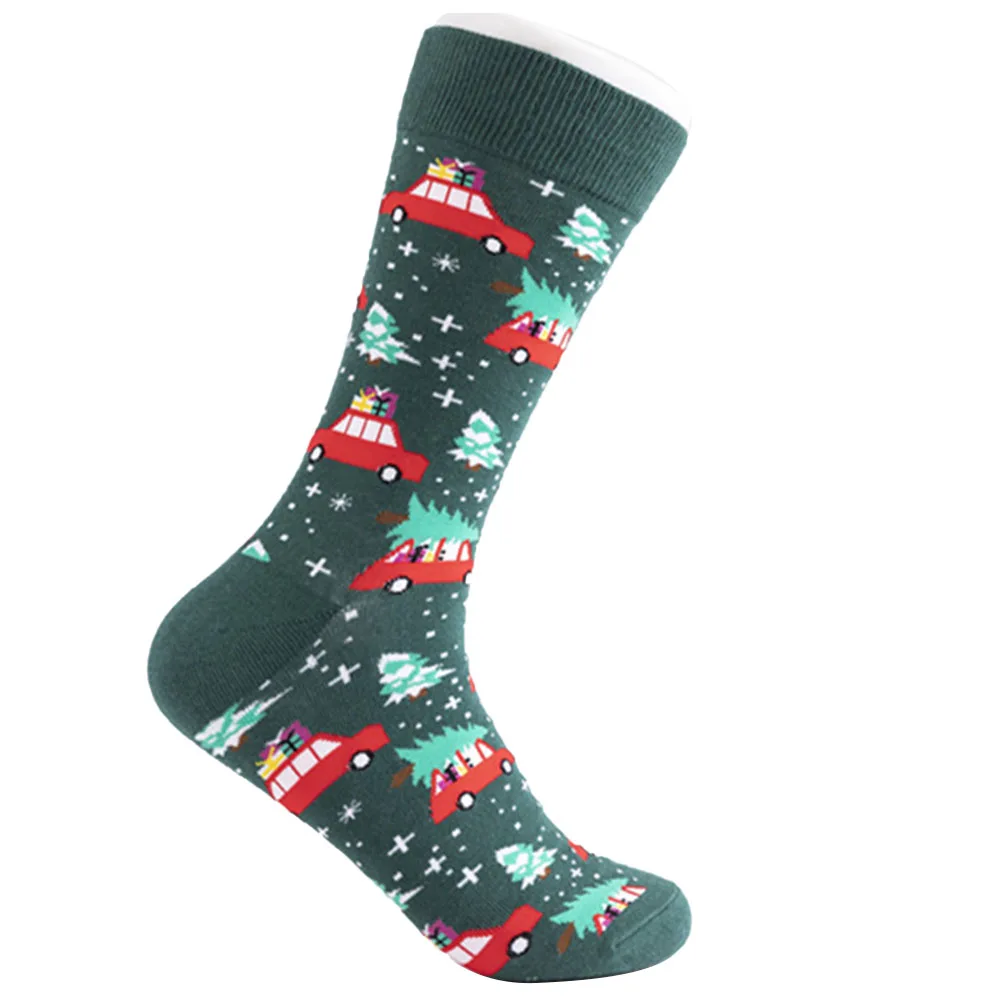 Мужские рождественские носки с мультяшным принтом динозавром оленем ребристые