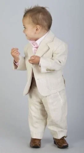 

Детские костюмы цвета слоновой кости с двумя вырезами, отворотами и пуговицами, модные смокинги, индивидуальный мужской комплект, детская о...